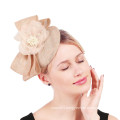 Ivory Small Pillbox Fascinator With Sinamay Looping And Silk Flower For Ladies